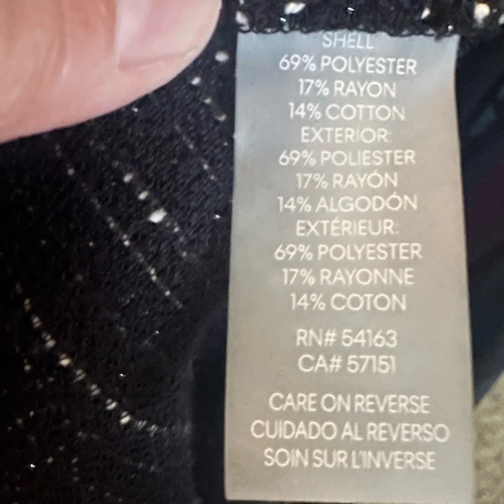 Karl Lagerfeld • Tweed Shift Dress Womens 12 Black White White Pearl Buttons - Picture 9 of 16